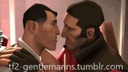 cute gay kissing medic_(team_fortress_2) men_kissing sniper_(team_fortress_2) team_fortress_2 tf2_gentlemanns tf2_horny_manns