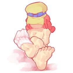 brawl_stars feet foot_fetish jessie_(brawl_stars) lewd_potato pov pov_feet simple_background sitting socks soles toes