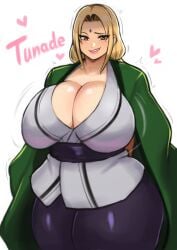 1girls big_breasts blonde_hair blush breast_veins breasts cleavage erect_nipples eye_contact female forehead_jewel forehead_mark heart hokage huge_breasts kunoichi lactation light_skin long_hair looking_at_viewer mature_female milf naruto naruto_(classic) naruto_(series) naruto_shippuden ninja nipple_bulge shounen_jump solo solo_female thick thick_thighs thunder_thighs tsunade veiny_breasts voluptuous wide_hips zxcv