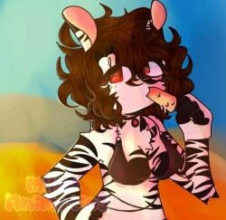 anthro artist_request bikini_top eating_ice_cream furry on_beach piggy_(game) roblox roblox_game source_request tagme zebra zizzy_(piggy)