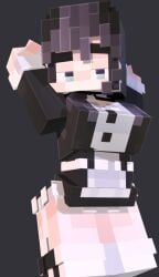 1thekeks_(duobin) blue_eyes blue_hair duobin looking_at_viewer maid_uniform minecraft original_character tagme