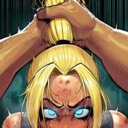 ai_generated bustybunz tagme request requested mortal_kombat cassie_cage 1girl solo close-up face_focus deepthroat irrumatio face_fucking implied_oral oral hair_pull ponytail_grab hand_in_hair blonde_hair ponytail glowing_eyes blue_eyes sweat ahegao strained_expression intense_expression blush forehead_mark veins