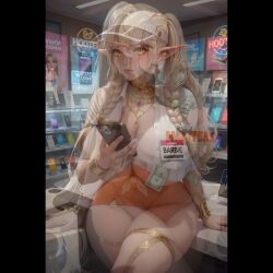 ai_generated animated bangs big_ass big_breasts blonde_hair elf female golden_eyes jewelry long_hair tagme video
