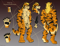 anthro arcanine ass balls brown_eyes canine claws erection fangs feline fur furry grin jazzwolf knot looking_at_viewer male male_only model_sheet muscles nude penis piercing pokemon pokemon_(species) solo standing tail