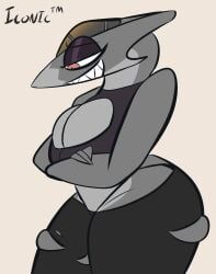 aeromorph aircraft anthro big_breasts boobwindow bottomwear breasts clothed clothing crossed_arms denim denim_bottomwear denim_clothing female fully_clothed grin hi_res iconictm jeans living_aircraft living_machine living_vehicle machine pants side_view smile solo thick_thighs thong_straps vehicle whisper_(iconictm)
