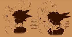 2025 anthro blush blush_lines bodily_fluids dialogue digital_drawing_(artwork) digital_media_(artwork) domestic_cat ear_piercing fangs felid feline felis french_kissing gay gay_male hands_around_neck heart_symbol hi_res kissing long_tongue looking_at_another looking_back male male/male mammal nerunaur noir_(noirzvault) open_mouth piercing saliva saliva_on_tongue saliva_string seductive signature simple_background smile speech_bubble sweat sweatdrop teeth tongue vanille_(noirzvault) yaoi