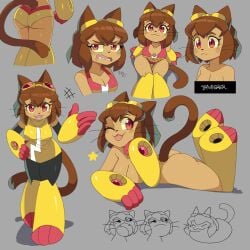 1girls 2026 2d 2d_(artwork) :< :3 anthro artist_signature ass breasts brown_body brown_hair brown_skin cat_ears cat_girl cat_humanoid cat_tail catgirl censored censored_breasts clothed clothing color colored digital_drawing_(artwork) digital_media_(artwork) drawligator feline feline_humanoid female female_only fully_clothed gameoverse glitch_productions goggles goggles_on_head humanoid kit_(gameoverse) kit_bodega lying_on_stomach multiple_views naked naked_female nude nude_female open_mouth simple_background sitting sketch_page standing star swimsuit swimwear tail tongue tongue_out whiskers wink
