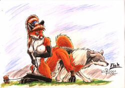 2001 animal anthro anthro_bestiality breasts canine collar female feral filipp_peteranderl fox fur furry_ears furry_tail interspecies knotting leash male nude sex silber stake straight tail taur tied tongue what wolf