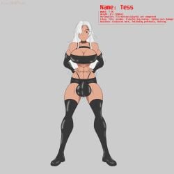 1futa abs big big_balls big_penis boots bulge bulge_through_clothing character_sheet choker_collar dark-skinned_futa dark_skin digital_drawing_(artwork) digital_media_(artwork) futanari hands_on_hips kawaiiredpandas long_hair looking_at_viewer muscular muscular_female original_character penis_outline plain_background red_hair solo solo_female solo_futanari tagme tan_skin thick_thighs white_hair