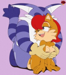 all_fours ambiguous_penetration anthro archie_comics areola big_the_cat blue_eyes breast_grab breasts brown_body brown_fur chipmunk clothing digital_media_(artwork) doggystyle domestic_cat duo feet felid feline felis female female_penetrated from_behind_position fur groping_from_behind ground_squirrel hair half-closed_eyes hand_on_breast handwear happy_slave hi_res ladycherrybomba larger_male looking_back looking_pleasured male male/female male_penetrating male_penetrating_female mammal medium_breasts narrowed_eyes nude obscured_penetration obscured_sex one_eye_closed open_mouth open_smile penetration purple_body purple_fur red_hair rodent sally_acorn sciurid sega sex simple_background size_difference smaller_female smile sonic_(series) sonic_the_hedgehog_(archie) sonic_the_hedgehog_(comics) sonic_the_hedgehog_(series) tail teeth three-quarter_view tongue