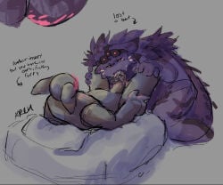 anthro archesphyre duo forked_tongue gootraxian kaiju_paradise lizard male male/male nightcrawler_gootraxian oral reptile scalie tongue