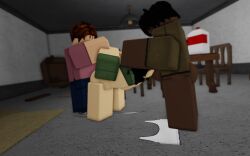 1girls 2boys 3d asian blocktrooper blowjob breasts dark-skinned_male flat_chest functionally_nude pale-skinned_female penis roblox robloxian self_upload tagme threesome vaginal