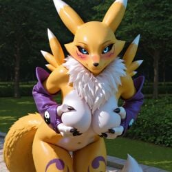 ai_generated anthro anthro_female anthroguy blue_eyes breasts curvy curvy_female digimon digimon_(species) digimon_tamers female female_focus female_only flirting flirting_with_viewer fox fox_girl fur furry furry_female furry_only hands_on_breasts high_quality high_resolution highres holding_breasts horny horny_female in_heat large_breasts looking_at_viewer monster monster_girl naked naked_female nude nude_female posing posing_for_the_viewer renamon renamon_(digimon) seductive seductive_eyes seductive_look seductive_pose seductive_smile sexy sexy_body sexy_female sexy_pose tits tits_focus tits_out voluptuous voluptuous_body voluptuous_female wide_hips yellow_fur