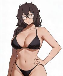 1girls absurd_res anne_the_knight_slayer beelceverse beelceverse_knights bikini breasts brown_eyes female female_focus female_only glasses hi_res high_resolution looking_at_viewer posing purple_hair simple_background wide_hips