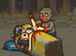 dead_ahead hard_vore guro gore zombie polina_(dead_ahead) bionice pixel_art pixel_animation animated blood blood_drip blood_from_pussy eating eating_pussy dead open_mouth black_hair 1boy1girl green_skin green_body blood_on_hand biting