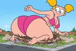 1girls ai_generated bikini bubble_ass bubble_butt cartoon_network crushed_by_ass crushing dee_dee_(dexter's_laboratory) destruction dexter's_laboratory dumptruck_ass dumptruck_butt female giantess gts macro macro_female pawg pink_bikini thicc