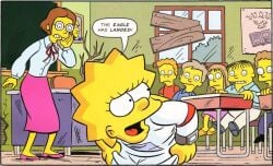 1girls 3boys 3girls accurate_art_style astronaut_suit classroom copy:bongo_comics cropped edited elementary_school elizabeth_hoover lisa_simpson mooning official_art public public_exposure public_indecency ralph_wiggum school tagme the_simpsons young