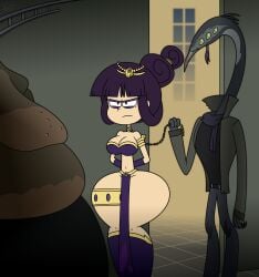 1girl 2025 2boys angry angry_expression arms_behind_back ass ass_bigger_than_head big_ass big_booty booty chained detailed_background female handcuffed hands_behind_back humanoid humanoids la-artist322_(artist) large_ass long_hair merida_neu_(brsstarjv) merida_neu_(the_neu_house) narrowed_eyes nickelodeon presented purple_clothing request self_upload slave slave_collar slave_girl smug_expression smug_eyes smug_face star_background tagme the_loud_house the_neu_house_(brsstarjv) thick thick_ass thick_thighs tied_hair