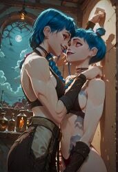 arcane jinx_(league_of_legends) powder_(arcane) violet_eyes body_tattoo