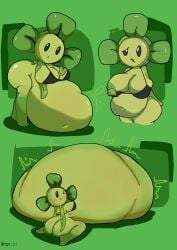 anthro anthrofied ass belly belly_bulge breasts female female_pred flora_fauna hyper ngnini plant plant_girl plant_humanoid plantie plants_vs._zombies popcap_games pred vore vore_belly blover_(pvz)