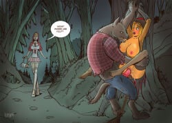 1boy 2d 2girls almost_caught anal_insertion anal_object_insertion anthro anthro_dominating_human anthro_penetrating anthro_penetrating_human big_bad_wolf big_breasts blonde_hair blue_eyes canine canine_on_human canine_penis clothing daughter disarten dominant_anthro domination fairy_tales female femsub forest halloween halloween_costume hat headgear human_female human_penetrated interspecies knot large_breasts light-skinned_female light_skin little_red_riding_hood little_red_riding_hood_(cosplay) male male_anthro/female_human mother mother_and_daughter outdoors pussy questionable_consent spread_legs standing standing_sex stockings submissive_human suspended_congress thighhighs vagina vaginal_penetration werewolf witch witch_costume witch_hat wolf