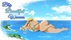 big_beautiful_women:_giantess_dating_action big_butt bikini bikini_bottom bikini_top blonde-haired_female blonde_female blonde_hair blonde_hair_female boat breasts_bigger_than_head country_sized extreme_size_difference game_cg giant_female giantess hifumi_(big_beautiful_women) island island_sized large_breasts long_hair long_hair_female macro macro_female outdoors pachinkomech papa_pachonko pink_eyes purple_eyes swimsuit thick_thighs title_screen white_bikini white_bikini_bottom white_bikini_top