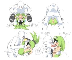 1boy 1girls anthro anus backsack drooling female green_fur kissing looking_pleasured male marinalfirst mating_press sega sonic_(series) sonic_the_hedgehog_(comics) sonic_the_hedgehog_(idw) sonic_the_hedgehog_(series) surge_the_tenrec tongue_out upside-down vaginal_penetration