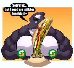 artist_request bara censored character_request furry gay male male_only meme moobs muscular penis_sandwich sandwich_(food) subway_(franchise) tagme yaoi