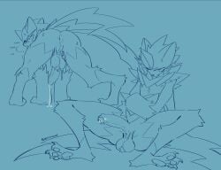 2025 all_fours anthro anus ball_tuft balls bodily_fluids breath butt claws crossed_arms digital_drawing_(artwork) digital_media_(artwork) digitigrade erection felid foreskin generation_9_pokemon genital_fluids genitals hi_res horn humanoid_genitalia humanoid_penis legendary_pokemon looking_at_viewer looking_back looking_back_at_viewer male mammal mega_evolution mega_zeraora nerunaur nintendo nipples nude nude_male one_eye_closed pawpads paws penis perineum pokemon pokemon_(species) precum precum_on_ground precum_string presenting presenting_hindquarters saggy_balls signature sitting solo spread_legs spreading sweat sweaty_balls sweaty_butt sweaty_genitalia toe_claws tuft unretracted_foreskin