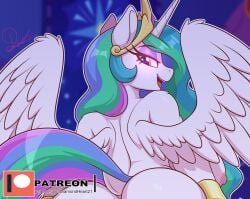 1girls 2d 2d_(artwork) 2d_artwork anthro ass back back_view backboob bedroom big breast breasts butt celestia cutie_mark diamondheart21 equine eyelashes eyes friendship_is_magic glowing_eyes hasbro horse_tail huge long-haired_female long_hair looking looking_at_viewer looking_back multicolored_hair my_little_pony mythological_creature mythological_equine nipples nudity patreon patreon_preview patreon_reward pony_tail preview princess princess_celestia_(mlp) rainbow_hair sideboob smile smiling smiling_at_viewer tail unicorn_horn unicorn_humanoid white_body white_fur white_skin winged_unicorn wings