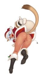 alpha_channel animal_ears cat_ears christmas feline female female_only final_fantasy flashing gochou high_resolution mithra solo video_games