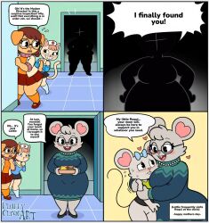 1boy 1female 1femboy 2d 2d_(artwork) 2d_artwork 3girls 4_panel_comic anthro anthro_only artist_logo artist_name breasts breasts_on_face cat cat_ears cat_girl cat_tail catgirl color digital_drawing_(artwork) digital_media_(artwork) doctor doctor_fluffy dog dog_ears dog_girl dog_tail embarrassed embarrassed_male eyelashes female femboy fluffyclinicart glasses hair_ornament hair_ribbon hat headwear heart heart_symbol hearts hearts_around_head hospital hug hugging lottie_(fluffyclinicart) mature_female mia_(fluffyclinicart) milf mom mommy nurse nurse_cap rat rat_boy rat_ears rat_tail roqui speech_bubble sweater text text_box text_bubble