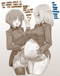 1futa 1girls 2025 2d blush dominant_futa english english_text female futa_on_female futa_with_female futanari gigantic_cock gigantic_penis girls_und_panzer huge_balls huge_belly huge_cock huge_penis itsumi_erika kuromorimine_school_uniform looking_at_viewer nishizumi_miho panzermeido pent_up precum pregnant school_uniform schoolgirl secunduspublius short_hair silver_hair size_difference stockings text