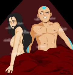 1boy 1girls aang aged_up_character avatar avatar_the_last_airbender azula black_lipstick black_nails female lipstick lipstick_mark male mutty nail_polish under_covers