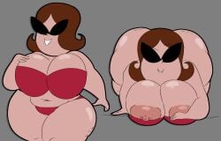 1girl background_character big_areola big_ass big_breasts bikini brown_hair cartoon_network cellulite chubby chubby_female fat_ass fat_female female female_only gray_background powerpuff_girls self_upload simple_background sunglasses thick thick_ass thick_hips thick_thighs weird00d
