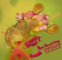 ambiguous_gender antennae_(anatomy) arthropod big_butt big_penis blush bodily_fluids butt cum digital_media_(artwork) duo ejaculation english_text fart fart_cloud feces food genital_fluids genitals hi_res hot_sauce huge_butt insect looking_back male open_mouth penis penis_shaped_scat pooping scat scatplay simple_background smile spice_bug text tongue wide_hips yowesephth