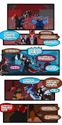 absurd_res anthro bdsm bdsm_gear blush blush_lines bodily_fluids boots bottomwear bound breasts breath canid canine canis carriage carrying_another chastity_cage chastity_device chest_harness clothing cobalt_(tatsuchan18) collar comic cuff_(restraint) daisy_(tatsuchan18) dialogue digital_media_(artwork) dobermann domestic_dog dominant dominant_male duo english_text fake_tail felid female femboy fenrir_(tatsuchan18) footwear gag gay gay_anal genitals group halter hand_holding harness harness_gag head_harness hi_res homosexual homosexual_male hoof_boots hybrid lagomorph leporid male male_focus male_penetrated male_penetrating mammal maned_wolf metal_chastity_cage metal_collar mink_(tatsuchan18) multiple_scenes muzzle_(object) muzzled panting pants penis petplay pinscher ponyplay procyonid rabbit reins restraints rodent roleplay sciurid shoes spade_(tatsuchan18) spades_(suit) submissive submissive_male suit_symbol tail tatsuchan18 text topwear tree_squirrel trio walking wolf