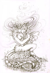 alectorfencer anthro bagheera_(character) balaa_(character) braids breasts closed_eyes cuddle earth elemental entwined_tails feline female fur furry growth heart intimate leopard love male nose_to_nose nude pencils sex straight tiger wind