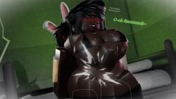 1boy 1girls 3d comet_(cometrr34) cometrr34 dark-skinned_female everytoo hung_femboy hung_trap light-skinned_male roblox roblox_avatar robloxian self_upload stomach_bulge tagme