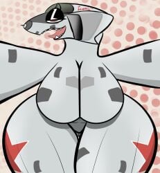 aeromorph aircraft anthro bedroom_eyes big_breasts breasts dominant dominant_female female front_view hi_res huge_breasts huge_thighs iconictm leaning leaning_forward living_aircraft living_machine living_vehicle looking_at_viewer machine narrowed_eyes nude open_mouth seductive solo thick_thighs tongue tongue_out vehicle wide_hips