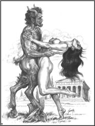 ancient ancient_greece big_butt big_penis faun female satyr woman