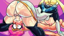 1futa 1girls amber_(brawl_stars) ass balls ballsack black_boots black_eyes black_footwear blonde_hair blowjob blush blushing brawl_stars breasts breasts_out clothed clothed_futa clothing footwear futa futanari jelly_bread_ knee_boots light-skinned_female light-skinned_futa light_skin medium_breasts miniskirt nude nude_female oral oral_sex pink_hair skirt starr_nova_(brawl_stars) starr_patrol_amber_(brawl_stars)
