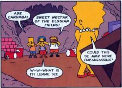 1girls 3boys accidental_exposure accurate_art_style bart_simpson bongo_comics cave convenient_censorship covering_eyes cropped edit embarrassed embarrassed_nude_female enf lisa_simpson lowres martin_prince milhouse_van_houten naked_shoes necklace official_art only_one_naked pearl_necklace public public_exposure public_humiliation public_indecency shoes shoes_only tagme the_simpsons yellow_skin young