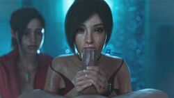 1boy 2girls 3d :>= ada_wong ada_wong_(adriana) asian asian_female biohazard black_hair blowjob blowjob_face brown_eyes brown_hair capcom claire_redfield claire_redfield_(jordan_mcewen) cuckquean cum cum_in_mouth cum_inside dark-skinned_male dark_skin eye_contact fellatio female_protagonist huge_cock interracial light-skinned_female looking_at_viewer marvin_branagh mascara multiple_girls oral penis penis_grab petite ponytail pov resident_evil resident_evil_2 resident_evil_2_remake runny_makeup seductive_eyes seductive_mouth short_hair tagme_(character) twitter_username umbrella_rpd unseen_male_face waiting_for_turn watching yakenaris