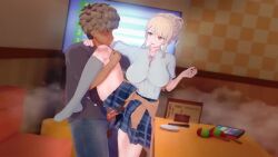 1boy 1girls 3d animated climax clothed_sex cum_outside dark-skinned_male dark_skin first_time huge_cock interracial kariudonllkk koikatsu light-skinned_female light_skin love_live! love_live!_nijigasaki_high_school_idol_club miyashita_ai school_uniform schoolgirl straight tagme video yellow_hair