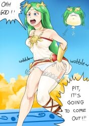 biku bladder_gauge have_to_pee kid_icarus kid_icarus_uprising need_to_pee needs_bathroom nintendo omorashi palutena panties pulling_down_pants pulling_panties white_panties