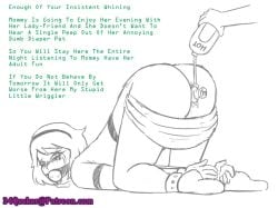 34qucker ball_gag bent_over bondage buttplug crying cuckquean diaper female femdom femsub gag homestuck kanaya_maryam lube rose_lalonde sex_toy tears text yuri