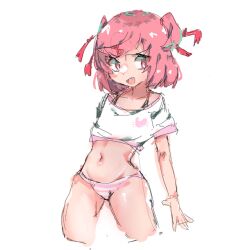 1female 1girls artist_request doki_doki_literature_club fang female female_human female_only girl girl_only human human_female human_focus human_only mouth_open natsuki_(doki_doki_literature_club) navel oerba_yun_fang open_mouth panties pantsu pink_eyes pink_hair shimapan sketch solo solo_female solo_focus source_request thighs tummy twintails two-tone_panties two_tone_panties unknown_artist unknown_source white_background