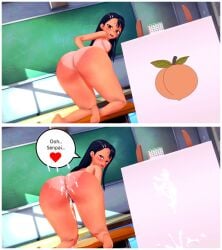 1girls 3d after_sex all_fours ass ass_focus big_ass black_hair blush brown_eyes canvas completely_nude cum cum_in_ass cum_in_pussy cum_inside female_focus female_only hayase_nagatoro knockwolf koikatsu long_hair looking_at_viewer looking_back nude painting please_don't_bully_me,_nagatoro solo tan tan_skin tanline tanned tongue_out