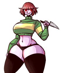 2022 chara growth huge_ass huge_breasts huge_thighs large_ass large_breasts larger_female taller_girl thick_ass thick_thighs undertale undertale_(series) woahbeme